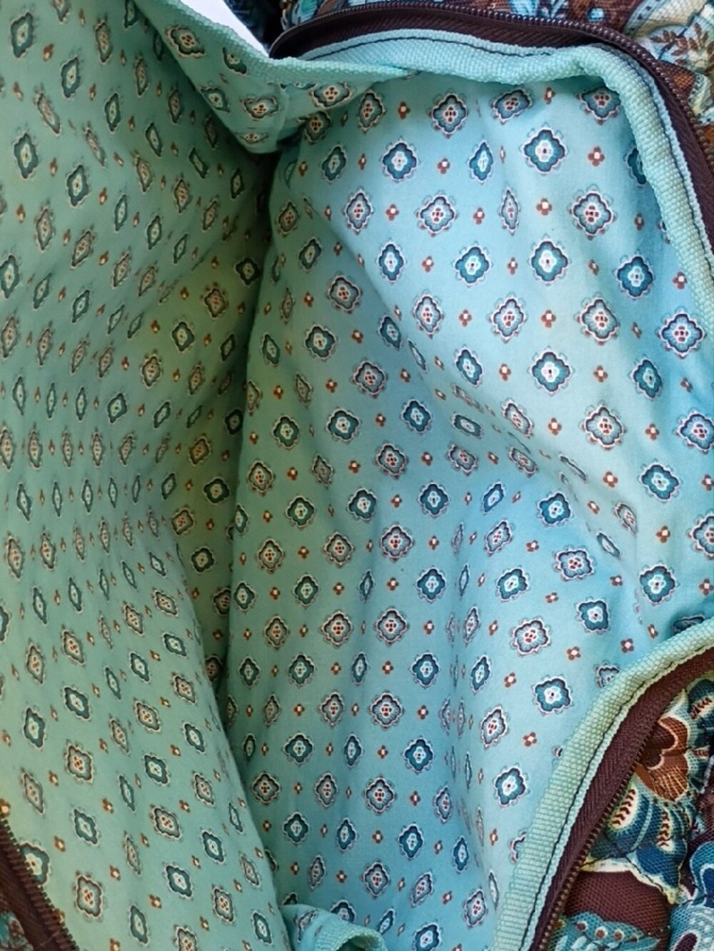 Vera Bradley Quilted Travel Bag Retired Java Blue 26" Rolling Duffle Luggage - Picture 13 of 16